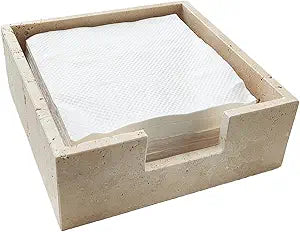 Travertine Marble Napkin Holder 7.5 Inchs for Table,Stone Flat Napkin Dispenser for Kitchen Restaurant Dining Room Countertop Decor