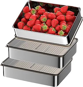 Stainless Steel Food Storage Containers, Silver 3-Piece Set, 140 oz