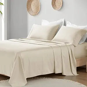 Madison Park Organic Cotton Sheets 300TC, Queen Size Bed Set, Taupe 4 Piece