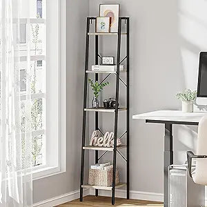 Hzuaneri Ladder Shelf, Bookshelf, Freestanding Corner Storage Shelf