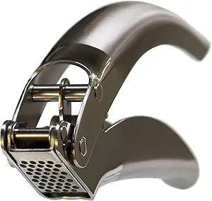MANNKITCHEN Stainless Steel Garlic Press, Heavy Duty Professional Grade Double Lever-Assisted Garlic Mincer with High Capacity Reservoir - Easy to Clean and Rust Free Garlic Crusher