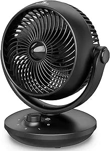 DR.PREPARE Fan for Bedroom, Small Desk Air Circulator Fan, 70┬░ Auto-Oscillating Vortex Fans, Quiet Cooling, 3 Speeds, 100┬░ Adjustable Tilt, Portable for Rooms, Office