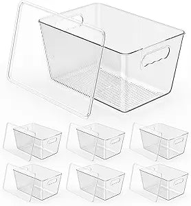 6 Pack Clear Stackable Storage Bins with Lids, Large Plastic Pantry Organizers and Storage Containers for Kitchen Cabinet, Fridge, Closet, Bathroom - BPA-Free Home Organization Must Haves
