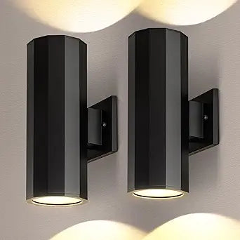 12 inches Outdoor Light Fixture, Up and Down Lights Outdoor Wall Light 2 Packs, Waterproof Outside Lights for House, Black Aluminum Exterior Lighting Fixtures for Porch Patio Garage