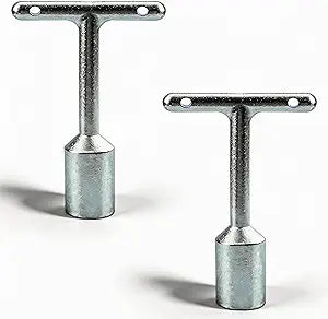 T Handle Penta Socket Wrench Set (2-Pack) - Heavy Duty Carbon Steel Tool for Water Meter Keys, Curb Boxes & Pad-Mounted Transformers