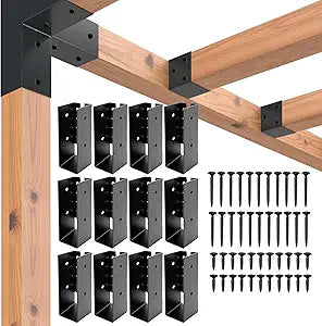 Concealed Joist Hangers 2" x 6",Outdoor Trim Concealed Flanges for Wood Fence,Heavy Duty Steel Mount Joist Hangers Connector for Swing Set Brackets,Handrails(Black,12Pcs)