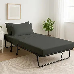Cottingon 4 Pc Cot Sheets 30"x75" Set, 100% Egyptian Cotton, Perfect for Rollaway Beds, Narrow Twin, Camping, Cot Size, Rv Bunk, Guest Bed Replacement 7" Deep Mattress, Dark Grey Solid