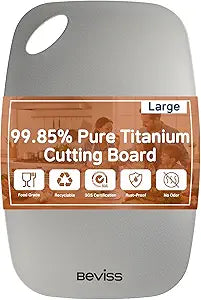 Real 99.85% Pure Titanium Cutting Board Non-Toxic 15" x 11"- BPA Free, Lightweight & Durable Kitchen Chopping Board for Meat, Vegetables, Fruits, Suitable for Outdoor Carrying