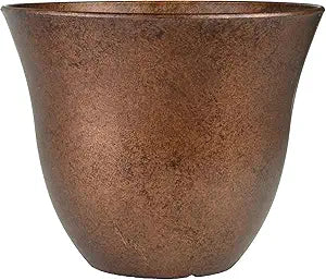 Classic Home and Garden by Growscape Honeysuckle Resin Planters - Lightweight Indoor & Outdoor Plant Pots - UV-Resistant Plastic Flower Pots - Pot Planters for Flowers & Herbs (15" Distressed Copper)