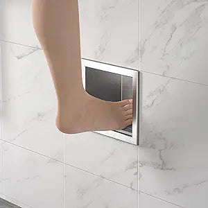 Shower Niche, 304 Stainless Steel Stool for Bathroom, Recessed Footrest w/Over Mount Installation, No Tile Need (Brushed, 4.8''x6'')