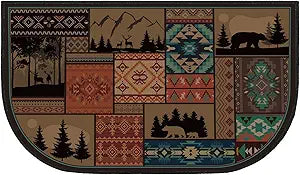 Demissle Fireplace Hearth Rug Fireplace Mats Cabin Southwestern Fireproof Fire Resistant Rug for Wood Stove Floor for Kitchen Indoor Outdoor(Classic,27 x 48 Inch)