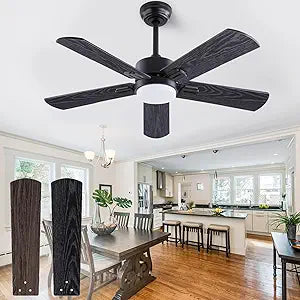 QUTWOB 42" Ceiling Fan with Light and Remote,Farmhouse 5 Blades Quiet Reversible DC Motor Ceiling Fans for Modern Indoor/Outdoor/Patio/Living Room/Bedroom(Black/Walnut)