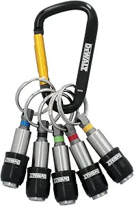 DEWALT Keyring Bit Holder Set 1/4 Inch Hex Bits, Durable Metal Bit Holder Key Chain (DWAFHLDKC5)