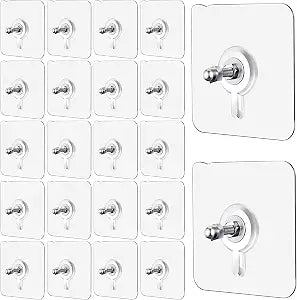 Shower Caddy/Shelf Adhesive Replacement 20 pcs, Adhesive Screws, No Drill Adhesive Mounting Stickers for Bathroom Organizer, Wall Shelf & Rack | Strong Waterproof Transparent Glue Pads Pack of 20