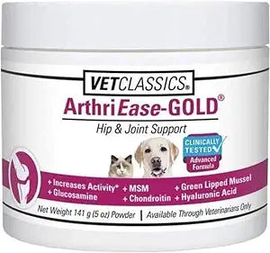 Vet Classics ArthriEase-Gold Hip & Joint Support for Dogs, Cats Pet Health Supplement Powder Alleviates Aches, Discomfort For Flexibility, Healthy Joint Function Antioxidants 5 Oz