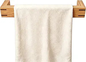 Wooden Towel Holder for Bathroom Wall Mounted, Rustic Farmhouse Wood Towel Rack with Shelf, Hand Towel Holder for Kitchen,Natural Finish