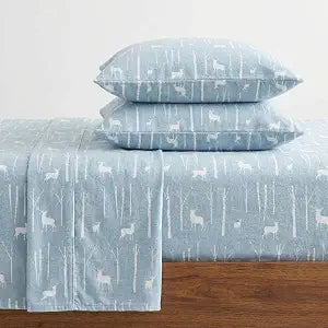 Eddie Bauer - Flannel Sheets Full Size, Anti-Pilling & Wrinkle Resistant Cotton, Touchably Soft for All-Season Comfort - Bed Sheets with Matching Pillowcases & Fitted Sheet (Birch Forest)