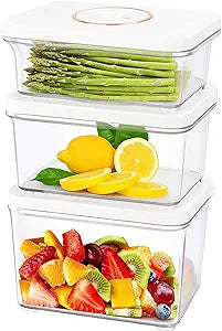 Vixino Vacuum Seal Containers, 3Pcs Reusable Food Storage Containers with Lids for Meal Prep and Freezer,BPA-FreeMicrowave SafeLeak-proof,Airtight (Vacuum Sealer Not Included)