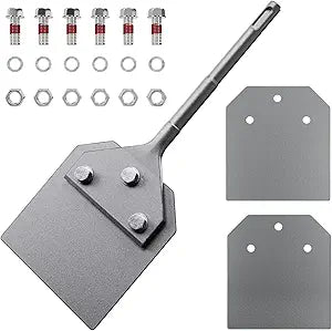 4 Inch SDS Plus Floor Scraper Kit, 4 x 10 Inch Tile Removal Chisel Tool with Spare Blades, Bolts, Nuts, Lock Washers, Removes Thinset Adhesives Wall Scraper, fits SDS-Plus Rotary Hammers