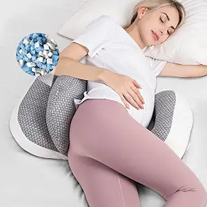 Chilling Home Portable Pregnancy Pillow Memory FoamMaternity Body Pillow for Sleeping- Multifunctional Pregnancy Wedge Pillow for Back, Belly, Ideal for Pregnant Women,with Grey Removable Cover