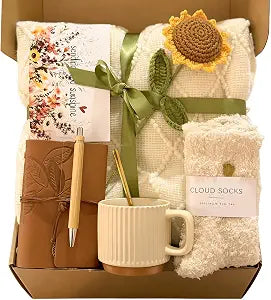 JEXYRON Birthday Gifts for Women Unique Get Well Soon Self Care Package Box,Sending Sunshine Sunflower Basket, Thinking of You Care Gifts Basket for Mom Her Best Friends Sister Wife