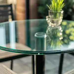 12" Round Tempered Glass Table Top, Clear Surface Flat Polished Edge for Furniture Protection Patio Dining Coffee End Tables (12 inch)