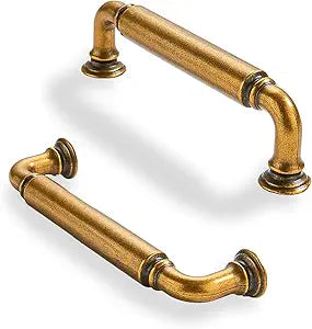 10 Pack 3-1/2 inch(89mm) Center to Center Antique Brass Cabinet Pulls Solid Cabinet Hardware Heavy-Duty Drawer Handles Kitchen Cabinet Pulls Drawer Kitchen Cabinet Hardware