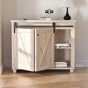 Mini Bifold Barn Door Hardware Kit 36"/3FT Sliding Track for Closet Cabinet-Fit Max Two Folding 16" Door Panels 30" Opening