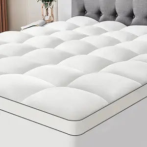 Ultra Soft Coral Fleece Queen Size Mattress Topper, No Compression Plush Thick Pillow Top Mattress Pad with Deep Pocket, Winter Warm Cozy Bed Topper Cover for Back Pain Relief