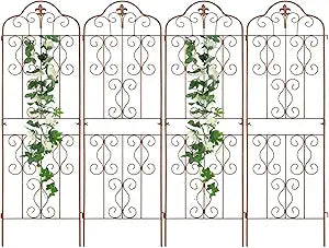 hogardeck 4 Packs 60 * 18 inch Metal Garden Trellis for Climbing Plants Outdoor,Heavy Duty,Gold Coating Rustproof Trellis for Rose, Vegetable, Flowers, Expandable,Perfect for Training Climbing Plants