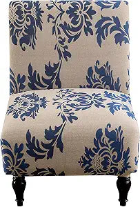 Non-Slip Accent Chair Cover Stretch Slipper Chair Covers Printed Armless Chair Slipcover Washable Furniture Protector for Living Room Beige Floral