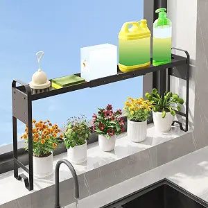 Over The Sink Shelf & Window Plant Shelf, Expandable Kitchen Organization