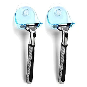 Razor Holder for Shower Suction Cup, 2 Pack, 2.36" x 2", Transparent Blue