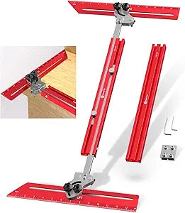 Portable Stair Tread Template Tool, Simple Assembly Stair Measuring Tool, Adjustable Bar Length from 23" to 64.2", Precision Stair Tread Jig with Dual Knobs and Stop Pins, 14" Pivoting Scale