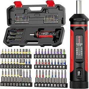 VANPO Torque Screwdriver, 10-90In-lb Torque Screw Driver Wrench Driver Set, 1/4 Drive Inch Pounds Torque Wrench Screwdriver with 60 S2 Bits for Maintenance, Tools, DIY, Bike Repairing and Mounting