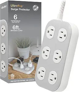 GE Surge Protector Power Strip, 6 Ft Braided Extension Cord