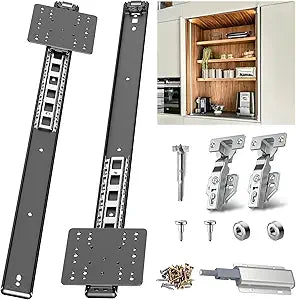 Pocket Door Slide Kit for Narrow Kitchens & Closets, Hidden Sliding System, Soft Close, 62lbs Capacity, Easy DIY for Apartments & Built-ins22in,Set 1