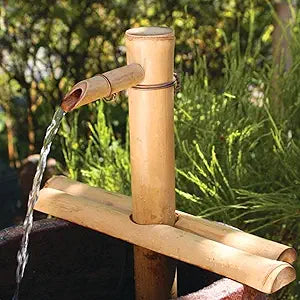 Bamboo Accents 12" Adjustable Bamboo Fountain Kit with Pump Bamboo Water Feature for Bowls, Basins, Water Gardens & Zen Gardens (Container Not Included)