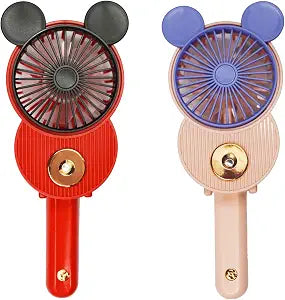 LACOVIA Cute Mouse Misting Personal Fan, Foldable Mini USB Fan(Red&Pink)