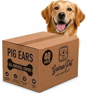 Gaines Pet Pig Ears for Dogs - 40 Pack, Thick Cut, All-Natural Whole Ears - No Additives Or Hormones, Safe Rawhide Alternative, Dental Health, Easy to Digest, Great for Small to Large Dogs