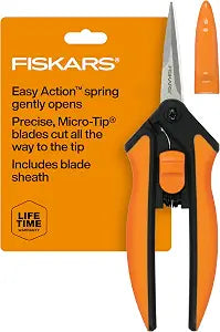 Fiskars 6" Steel Micro-Tip Pruning Scissors, Garden Snips for Small Plants