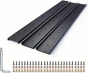 C Channel Steel Support Metal Support Bracing Hidden C Bracket for Table Top Live Edge Slab Woodworking, Black Coat Finish, 6 Holes (3 Pack, 30 Inch)