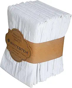 Flour Sack Towels | Tea Towel for Crafts | Kitchen | Dish | Cotton Blank Towel for Embroidery | Baking Bread Proofing Linen Cover | Super Absorbent Quick Dry | 12 Pack 18"x28" White
