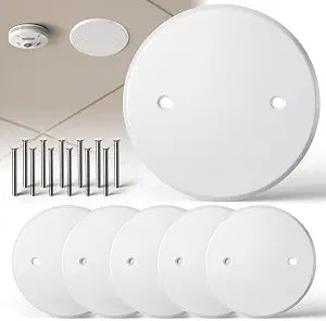 5 Inch Smoke Detector Cover Plate, 2.8 Inch Hole Spacing, 6 Pack
