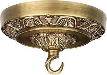 5.5 inches Brass Chandelier Canopy, Antique Brass Finish Canopy Kit for Pendant Light, Hanging Fixture, Mounting Plate Cover Replacement (Ring Style)