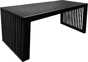 Versatile Wooden Slatted Bench - Sleek Modern Design for Dining, Entryway, Bedroom - Indoor Use with Storage Capability for Home, Kitchen, Bathroom & Beyond (Black)