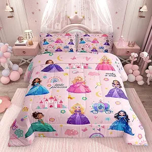 jejeloiu Magical Princess Castle Comforter Set Twin Size Kids Boys Girls