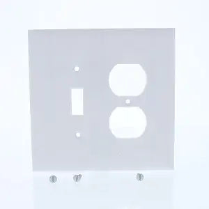Legrand Pass & Seymour SPO18WU Plastic Jumbo Oversized Wall Plate, 2 Gang, Combination One Toggle Switch and One Duplex Receptacle Outlet, White (1 Count)