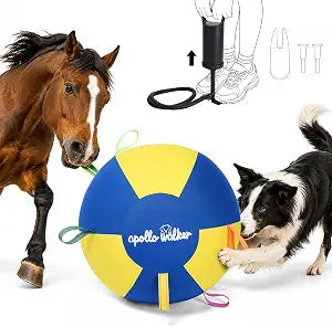 apollo walker Herding Ball for Dogs Horses 25" with Reinforced Multi-Layer Cover Durable Dog Outdoor Training Herding Toy for Border Collie, Blue Heeler(Blue and Yellow)