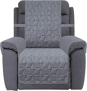 Ameritex Waterproof Nonslip Recliner Cover Christmas Decor Stay in Place, Dog Couch Recliner Cover Furniture Protector for Pets and Kids (Light Grey, 30'')
